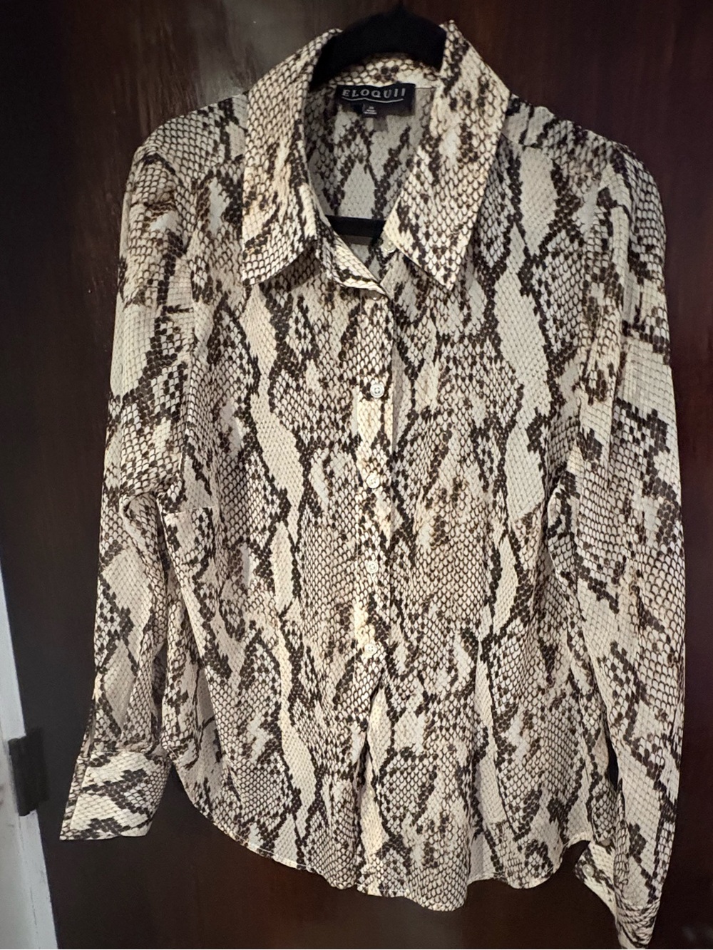 Bundle 3 for $25. Eloquii Neutral Snake-Print Button-Up Blouse. Size 14.